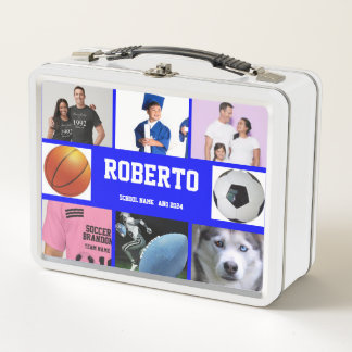 COLLAGE photo Lunchbox BLUE WHITE To Customize