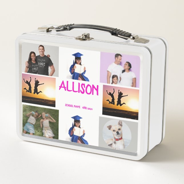 COLLAGE photo Lunchbox PINK , PURPLE To Customize (Front)