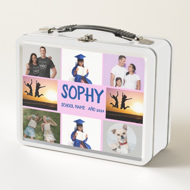 COLLAGE photo Lunchbox PINK , PURPLE To Customize  (Front)