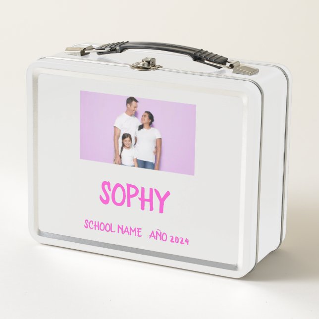 COLLAGE photo Lunchbox ROSE , WHITE To Customize  (Front)