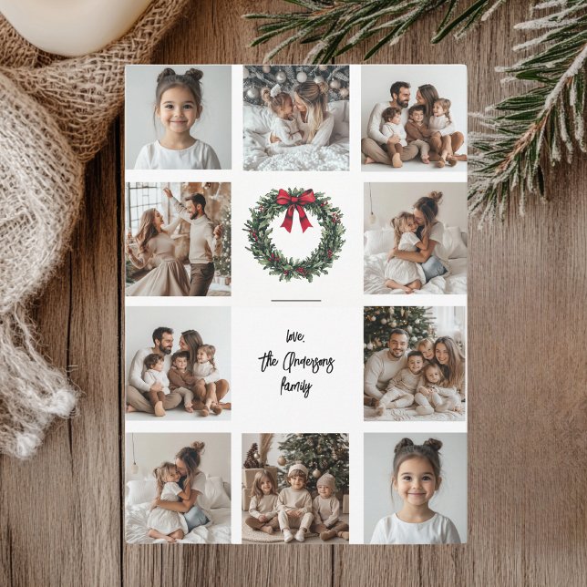 Collage Photo Merry Christmas Card | Family Name  (Creator Uploaded)