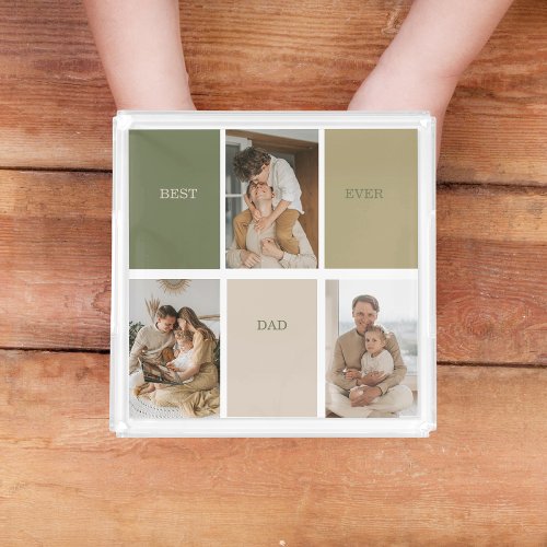 Collage Photo Modern Best Dad Ever Gift Acrylic Tray