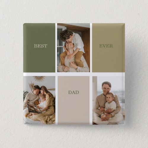 Collage Photo Modern Best Dad Ever Gift Button