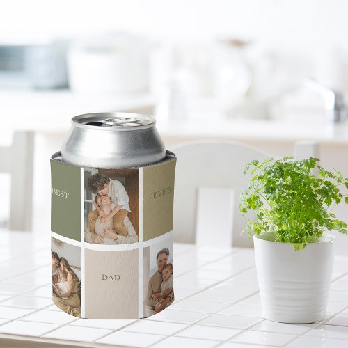 Collage Photo Modern Best Dad Ever Gift Can Cooler