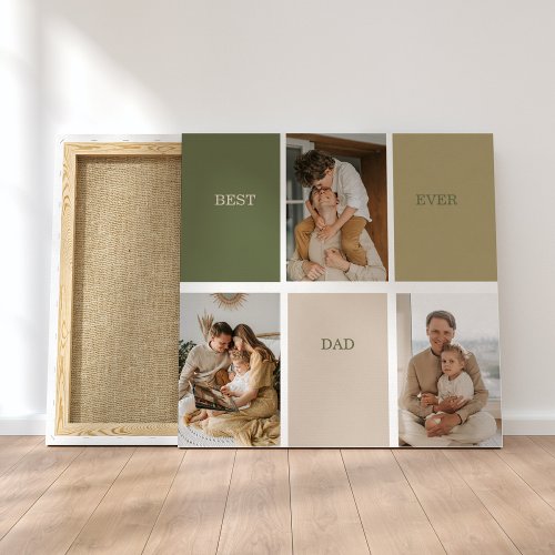 Collage Photo Modern Best Dad Ever Gift Canvas Print