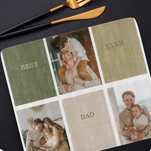 Collage Photo Modern Best Dad Ever Gift Cutting Board