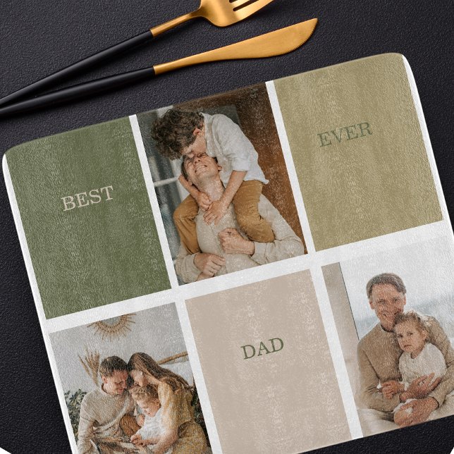 Collage Photo Modern Best Dad Ever Gift Cutting Board (Creator Uploaded)