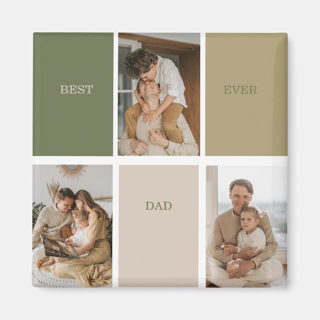 Collage Photo Modern Best Dad Ever Gift Magnet (Front)
