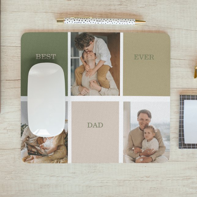 Collage Photo Modern Best Dad Ever Gift Mouse Pad (Creator Uploaded)