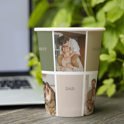 Collage Photo Modern Best Dad Ever Gift Paper Cups