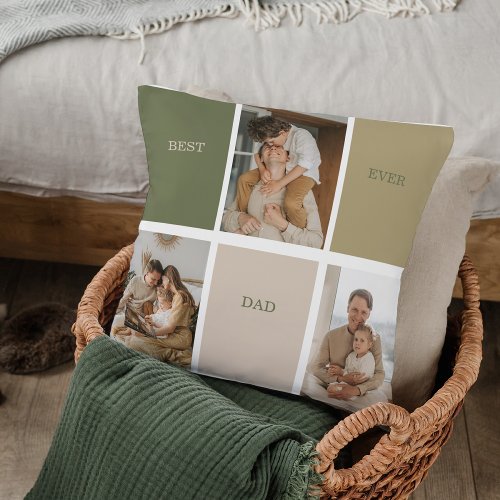 Collage Photo Modern Best Dad Ever Gift Throw Pillow