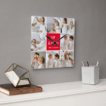 Collage Photo Mom Red We Love You Best Mother Gift Square Wall Clock<br><div class="desc">"Collage Photo Mom Red We Love You" is a beautiful and sentimental gift that is perfect for showing your mother how much you appreciate and love her. This gift includes a collage of photos, carefully curated to showcase some of your most cherished memories with your mother. This gift is ideal...</div>