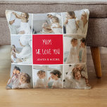 Collage Photo Mom Red We Love You Best Mother Gift Throw Pillow<br><div class="desc">"Collage Photo Mom Red We Love You" is a beautiful and sentimental gift that is perfect for showing your mother how much you appreciate and love her. This gift includes a collage of photos, carefully curated to showcase some of your most cherished memories with your mother. This gift is ideal...</div>