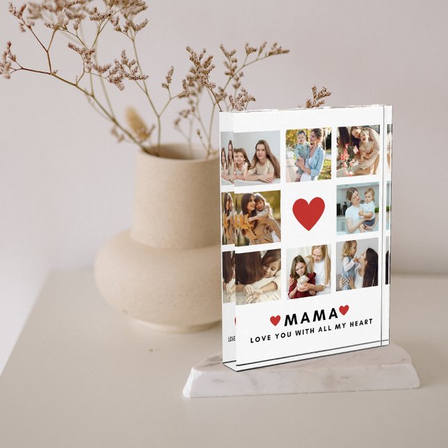 Collage Photo Mom We Love You Best Mother Gift Block (Creator Uploaded)
