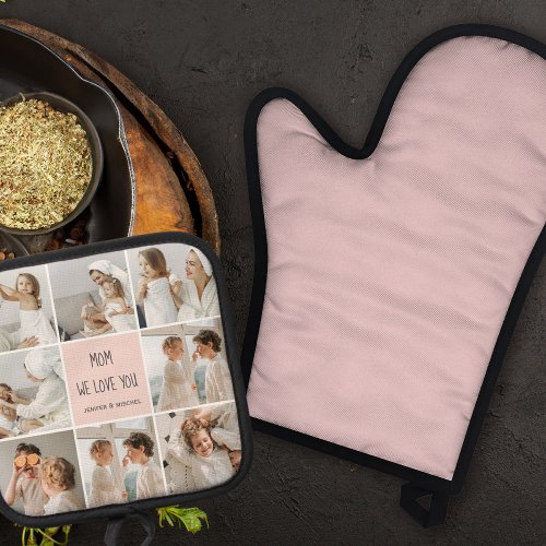Collage Photo Mom We Love You Best Mother Gift Oven Mitt  Pot Holder Set