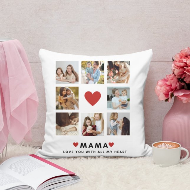 Collage Photo Mom We Love You Best Mother Gift Throw Pillow (Creator Uploaded)