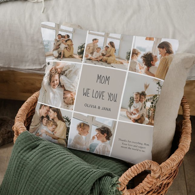 Collage Photo Mom We Love You – Personalized Throw Pillow (Creator Uploaded)