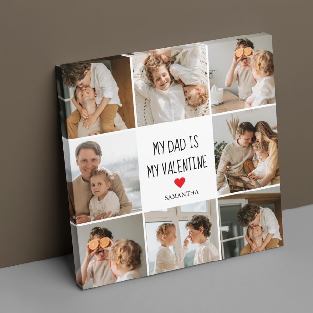 Collage Photo | My Dad Is My Valentine Gift Canvas Print (Creator Uploaded)