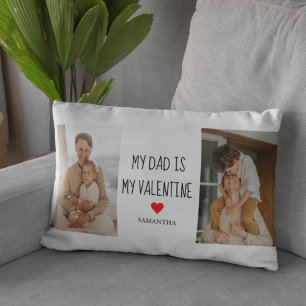 Collage Photo   My Dad Is My Valentine Gift Lumbar Pillow