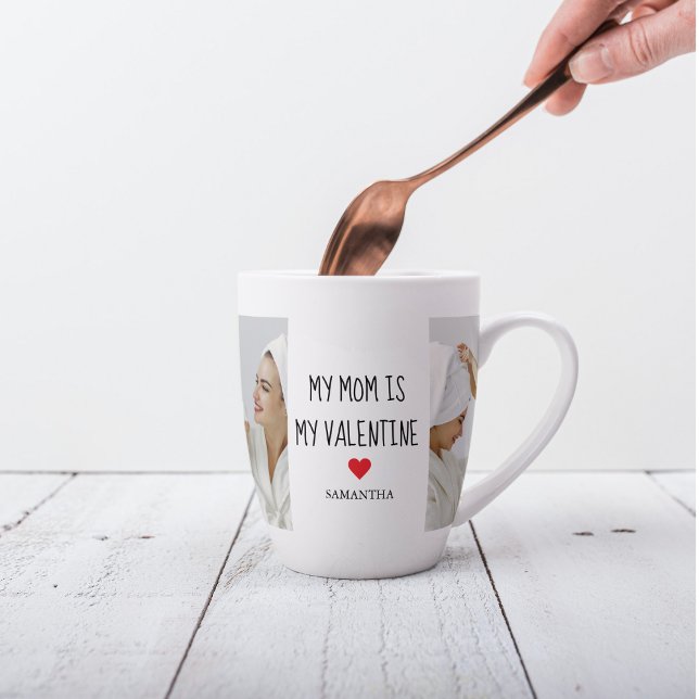 Collage Photo | My Mom Is My Valentine Gift Latte Mug (Creator Uploaded)