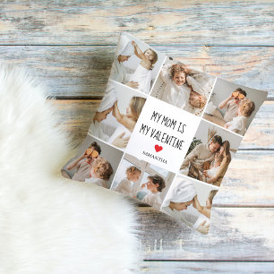 Collage Photo My Mom Is My Valentine Gift Outdoor Pillow