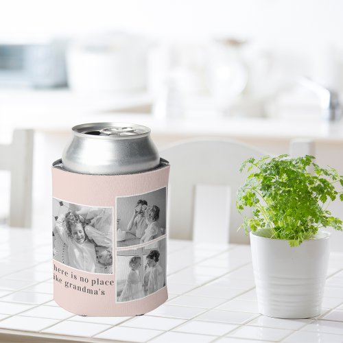 Collage Photo Pastel Pink Best Grandma Gift Can Cooler