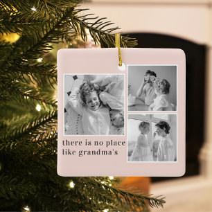 Collage Photo Pastel Pink Best Grandma Gift Ceramic Ornament