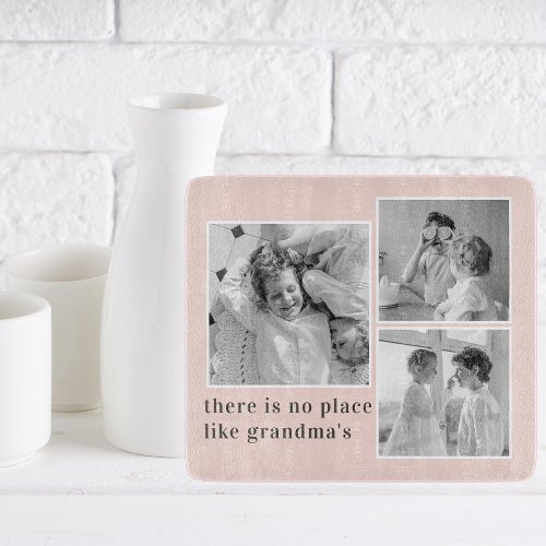 Collage Photo Pastel Pink Best Grandma Gift Cutting Board