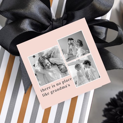 Collage Photo Pastel Pink Best Grandma Gift Favor Tags