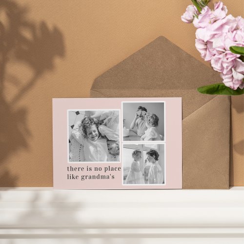 Collage Photo Pastel Pink Best Grandma Gift Holiday Postcard