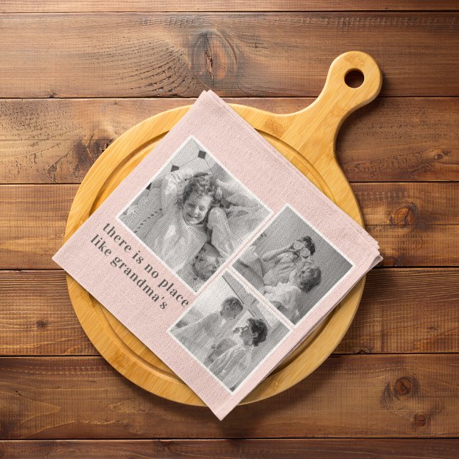 Collage Photo Pastel Pink Best Grandma Gift Kitchen Towel (Creator Uploaded)