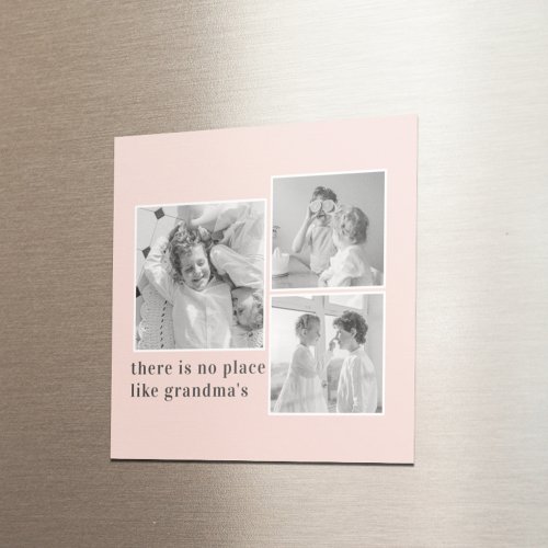Collage Photo Pastel Pink Best Grandma Gift Magnet