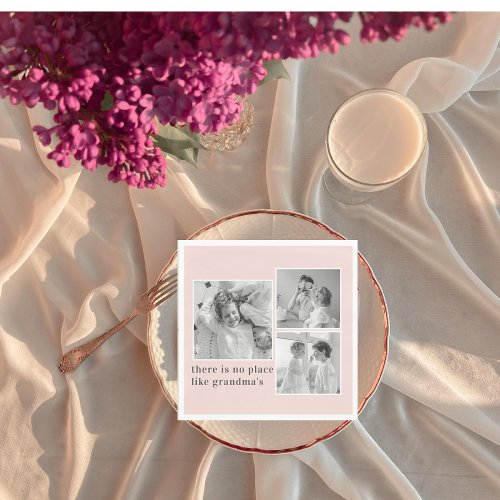 Collage Photo Pastel Pink Best Grandma Gift Napkins