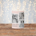 Collage Photo Pastel Pink Best Grandma Gift Pillar Candle<br><div class="desc">Looking for the perfect gift for your grandmother? Consider a beautiful collage photo in pastel pink tones. This sentimental and thoughtful gift is perfect for any occasion, from birthdays to Mother's Day and beyond. The collage photo can be customized to include pictures of your grandmother's loved ones, including her children,...</div>