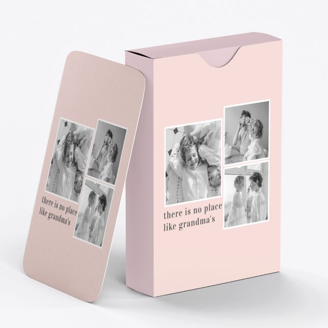Collage Photo Pastel Pink Best Grandma Gift Poker Cards (Creator Uploaded)