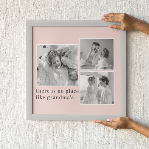 Collage Photo Pastel Pink Best Grandma Gift Poster