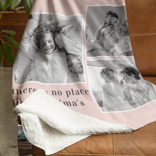 Collage Photo Pastel Pink Best Grandma Gift Sherpa Blanket