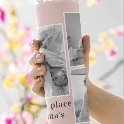 Collage Photo Pastel Pink Best Grandma Gift Thermal Tumbler