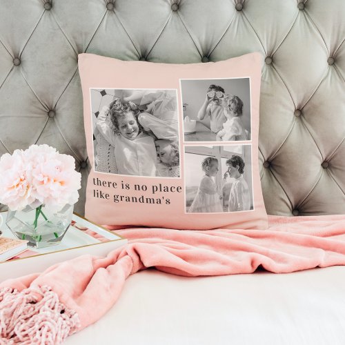 Collage Photo Pastel Pink Best Grandma Gift Throw Pillow