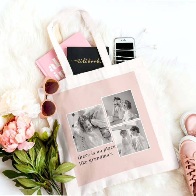 Collage Photo Pastel Pink Best Grandma Gift Tote Bag (Creator Uploaded)