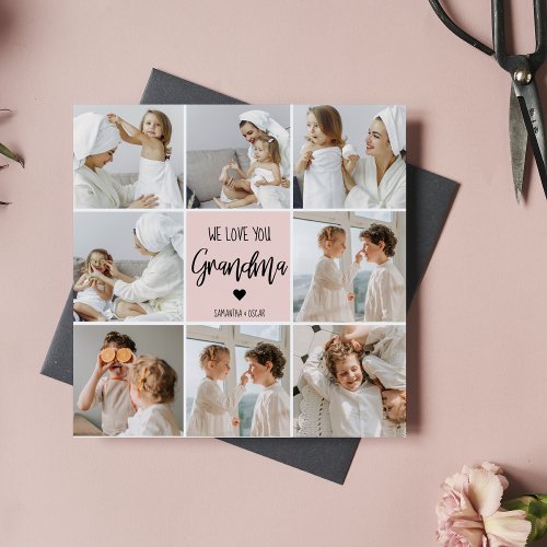 Collage Photo Pink We Love You Grandma Best Gift