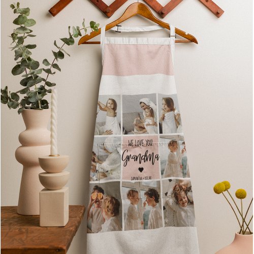 Collage Photo Pink We Love You Grandma Best Gift Apron
