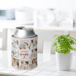 Collage Photo Pink We Love You Grandma Best Gift Can Cooler