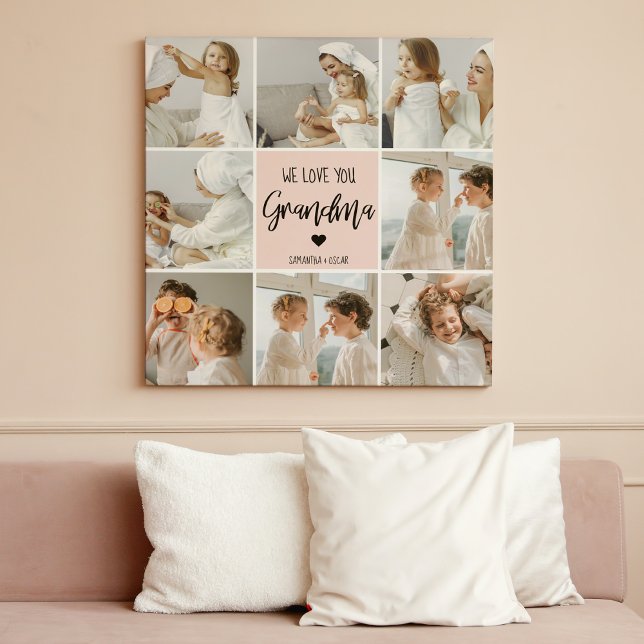 Collage Photo Pink We Love You Grandma Best Gift Canvas Print (Creator Uploaded)