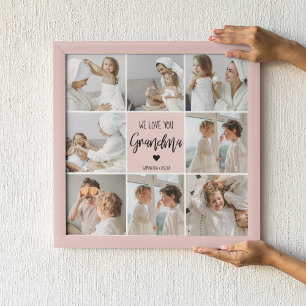 Collage Photo Pink We Love You Grandma Best Gift Poster