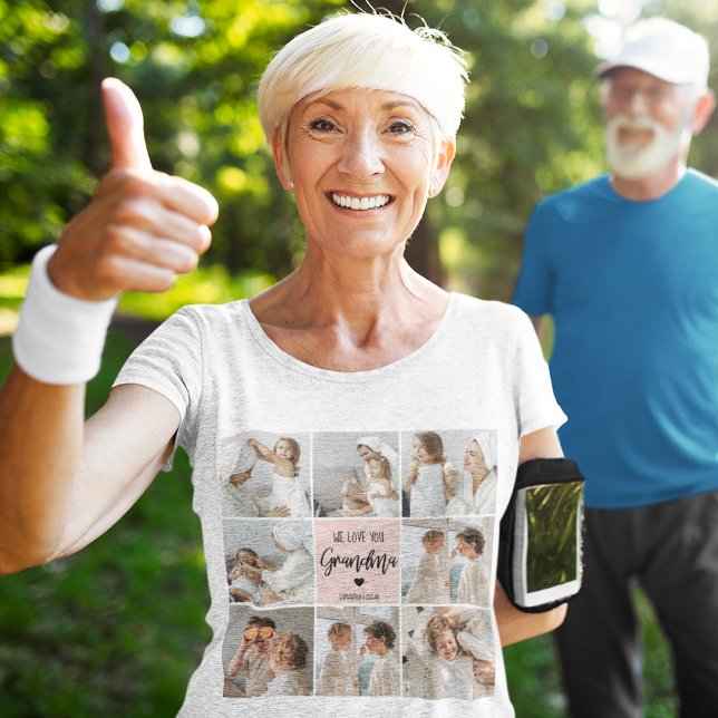 Collage Photo Pink We Love You Grandma Best Gift T-Shirt (Creator Uploaded)