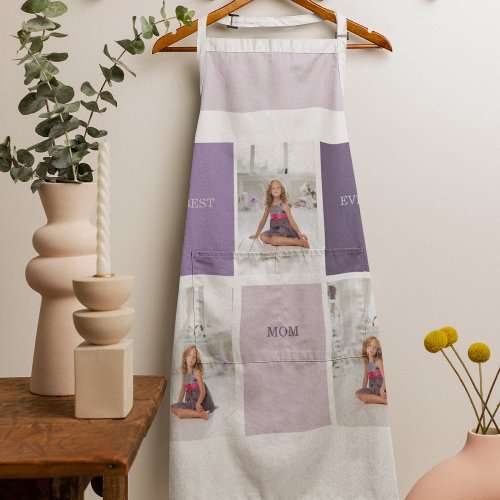 Collage Photo Purple Best Mom Ever Gift Apron
