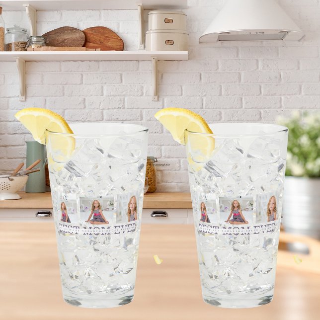 Collage Photo Purple Best Mom Ever Gift Glass (Creator Uploaded)