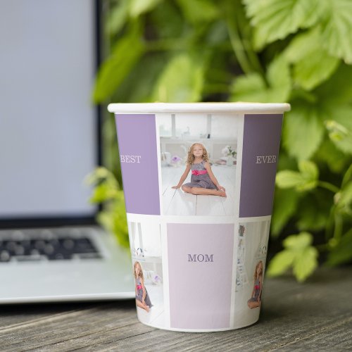 Collage Photo Purple Best Mom Ever Gift Paper Cups