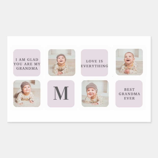 Collage Photo Purple Best Mom Ever Gift Rectangular Sticker (Front)